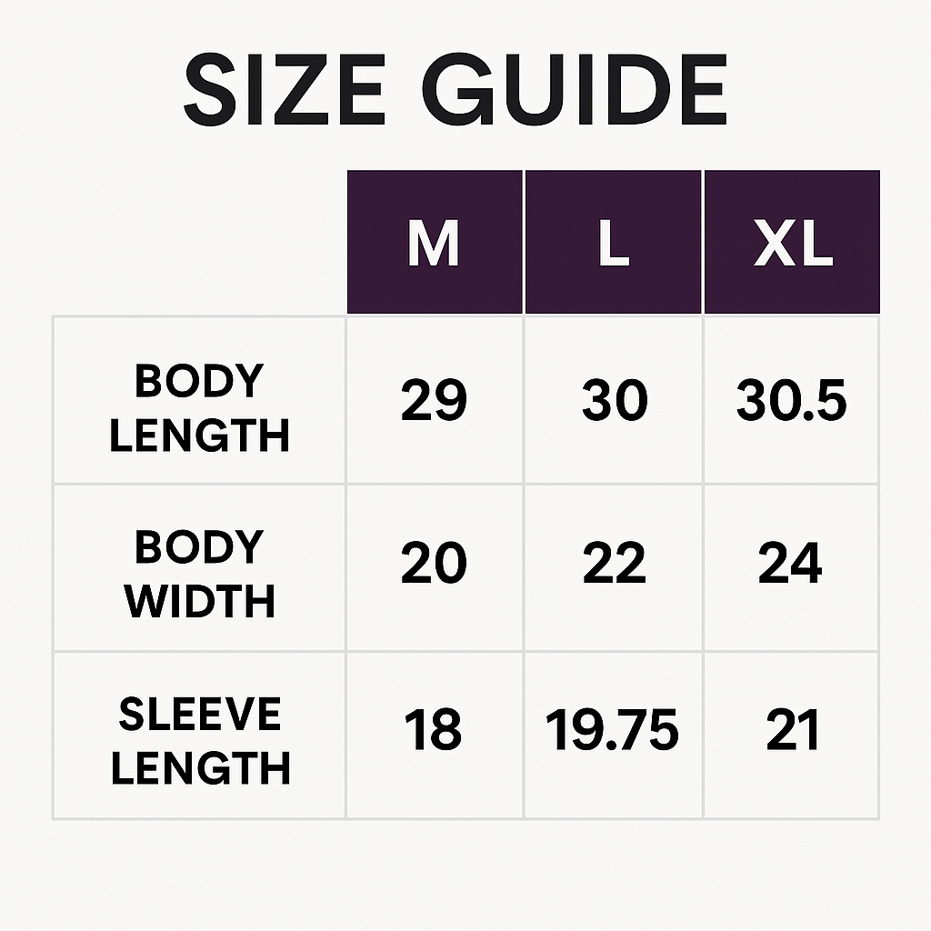 UNIT 365 Signature Cut-Off size chart