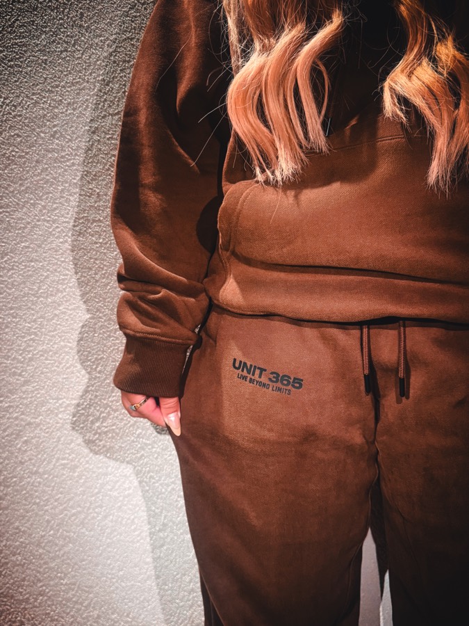 UNIT 365 brown hoodie model shot
